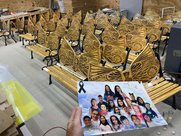 Memorial Benches For Uvalde, Texas School Victims