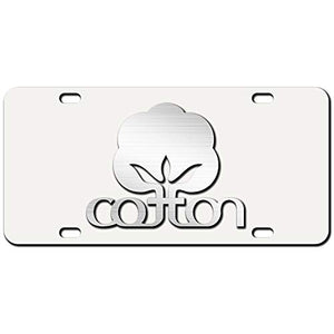 3D Cotton License Plate White