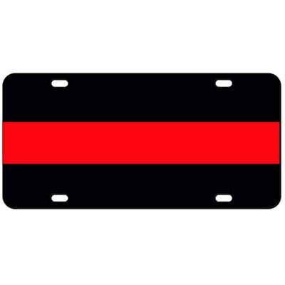 3D Red Line License Plate 