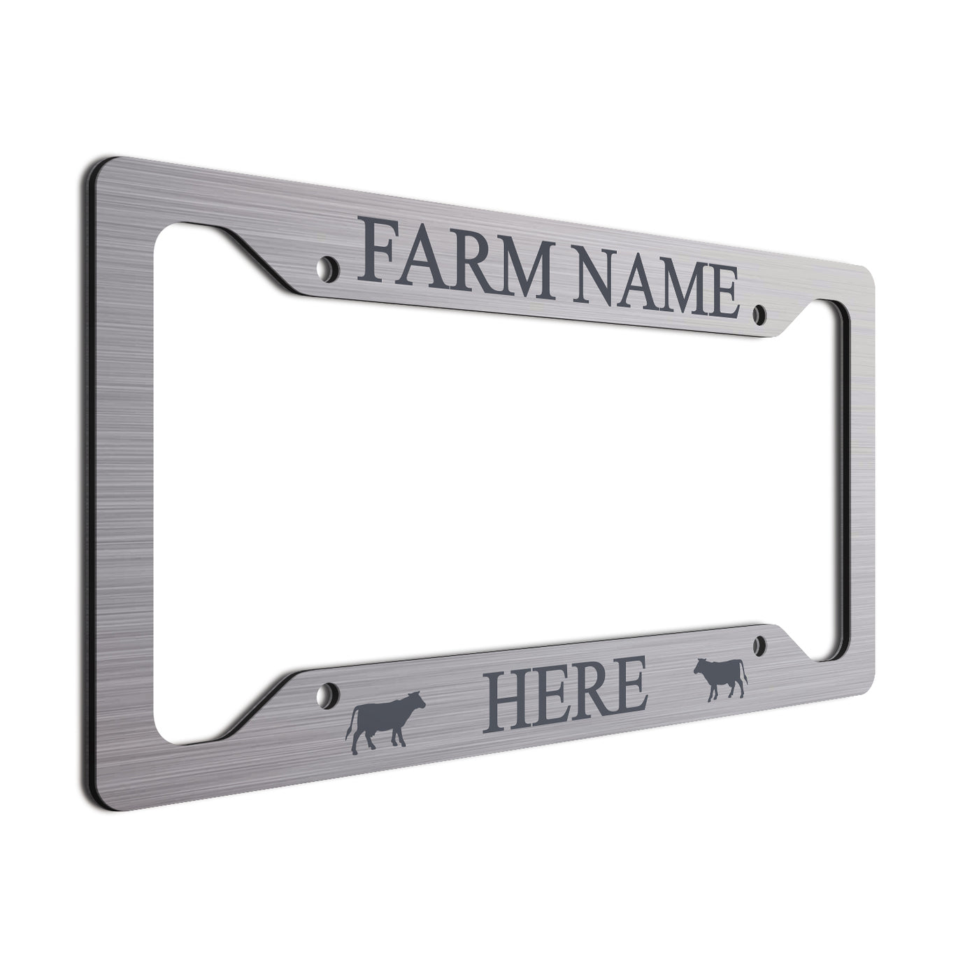 Charcoal Cows and font on brushed finish