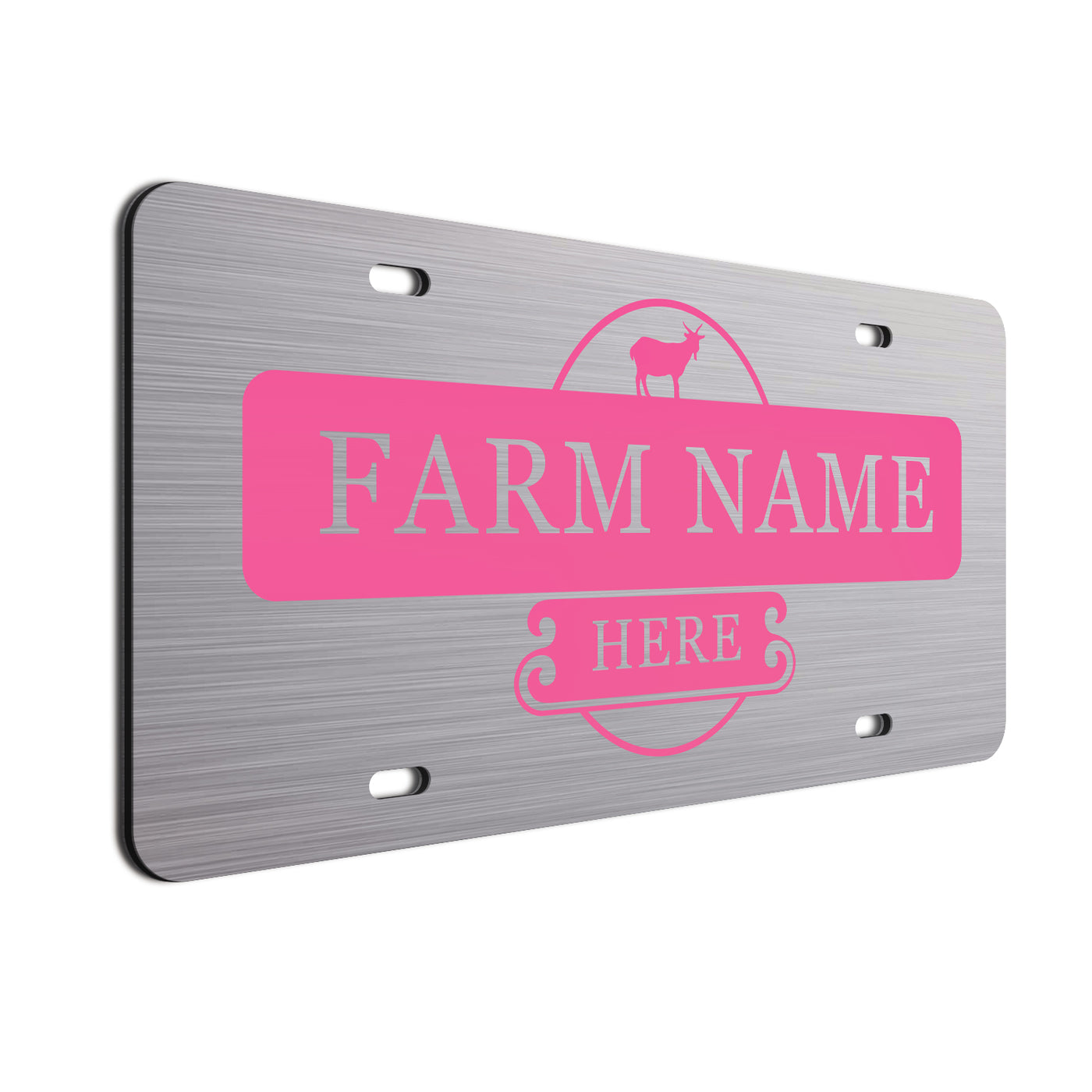 Farmer Car License Plate Pink Goat