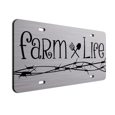 Farm Life HD License Plate for Farmer: Black