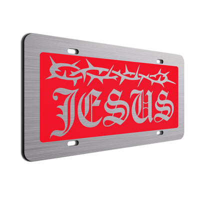 Jesus  License Plate Red