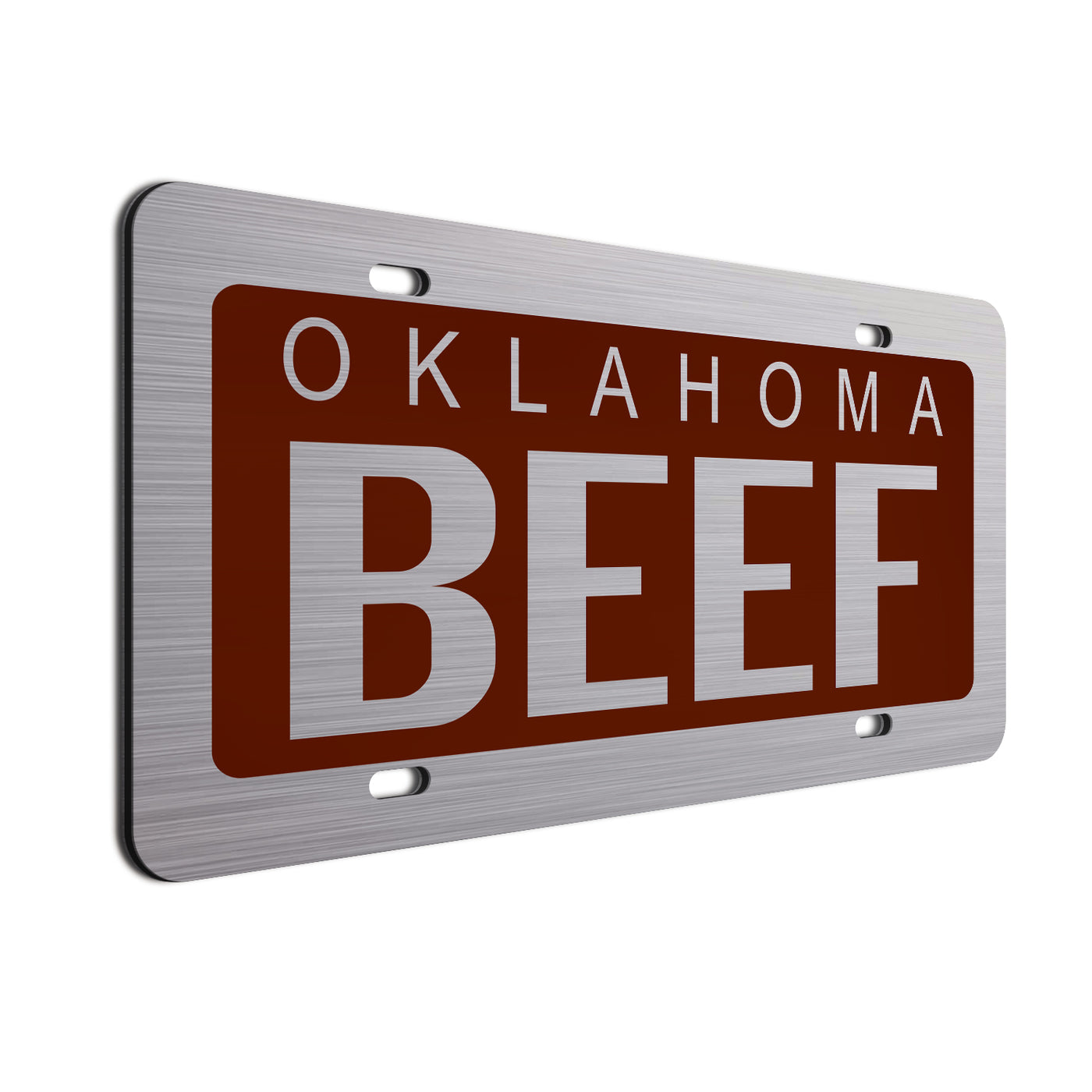 Oklahoma Beef Car License Plate Burgundy