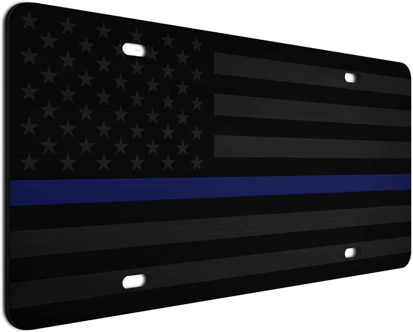 American Flag License Plate Ghost Blue Line