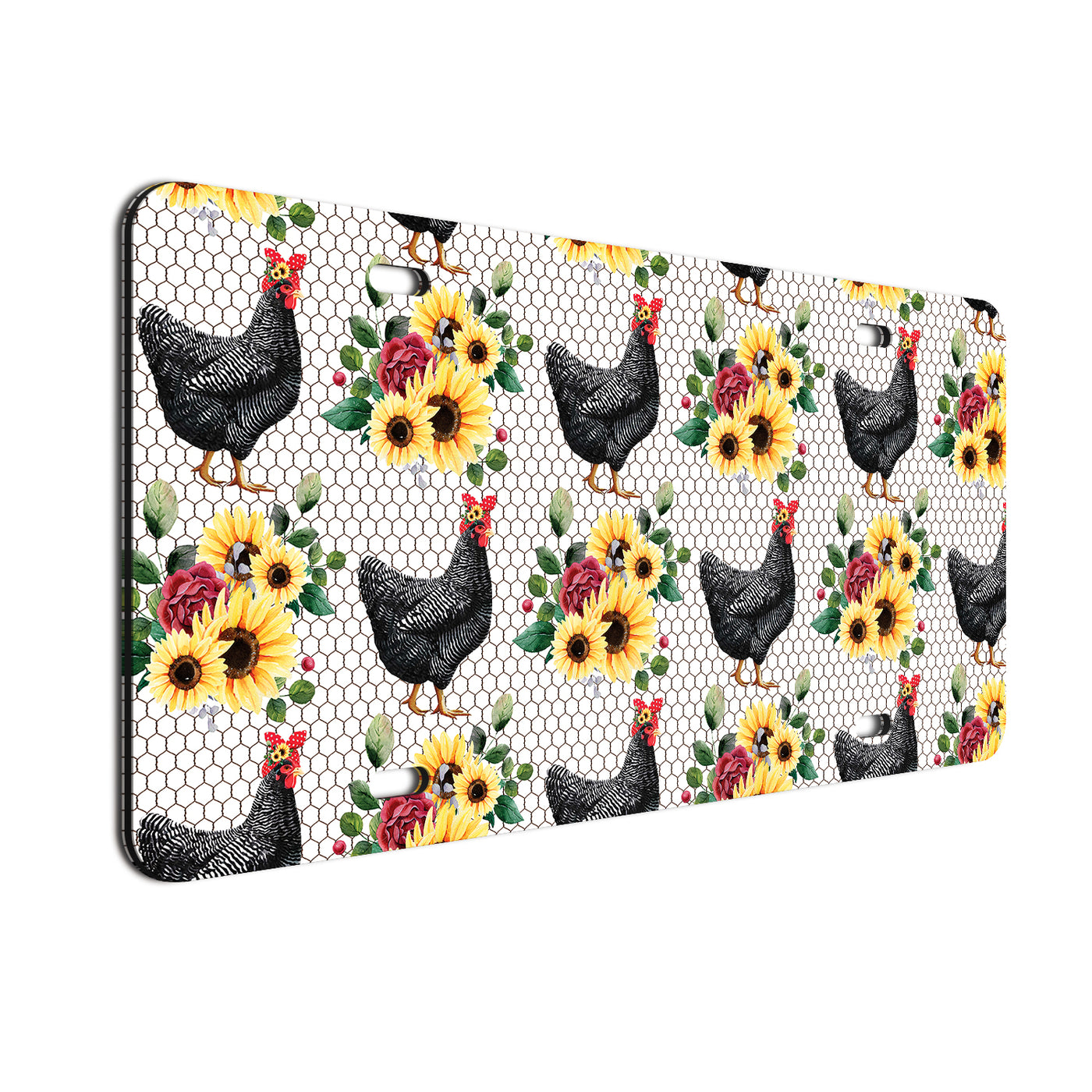 Chicken and sunflower pattern tag