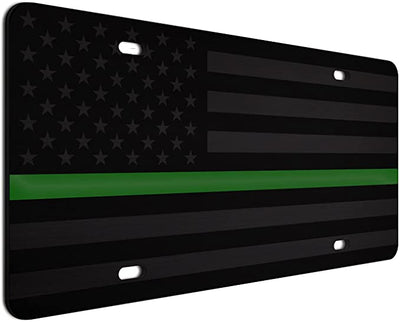 American Flag License Plate Ghost Green Line