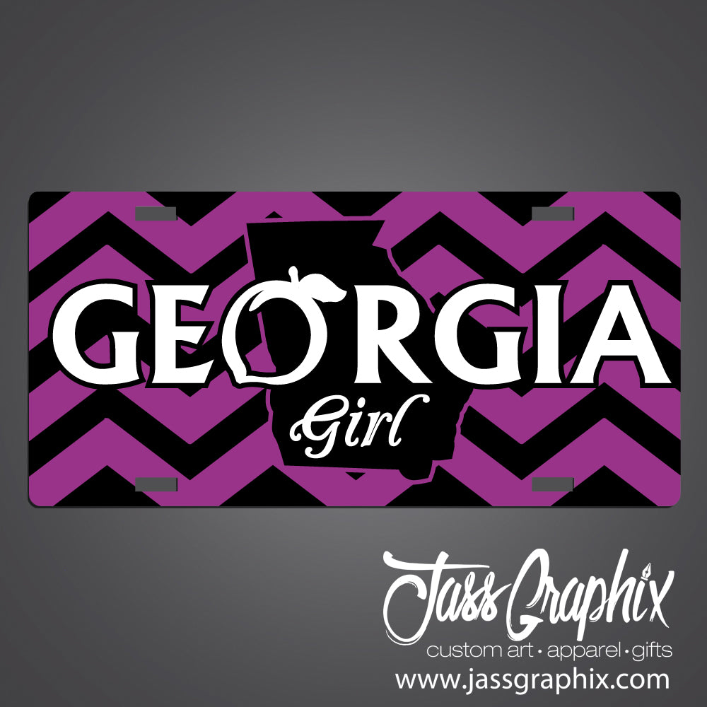 purple-georgia-girl-license-plates-with-chevron-peach