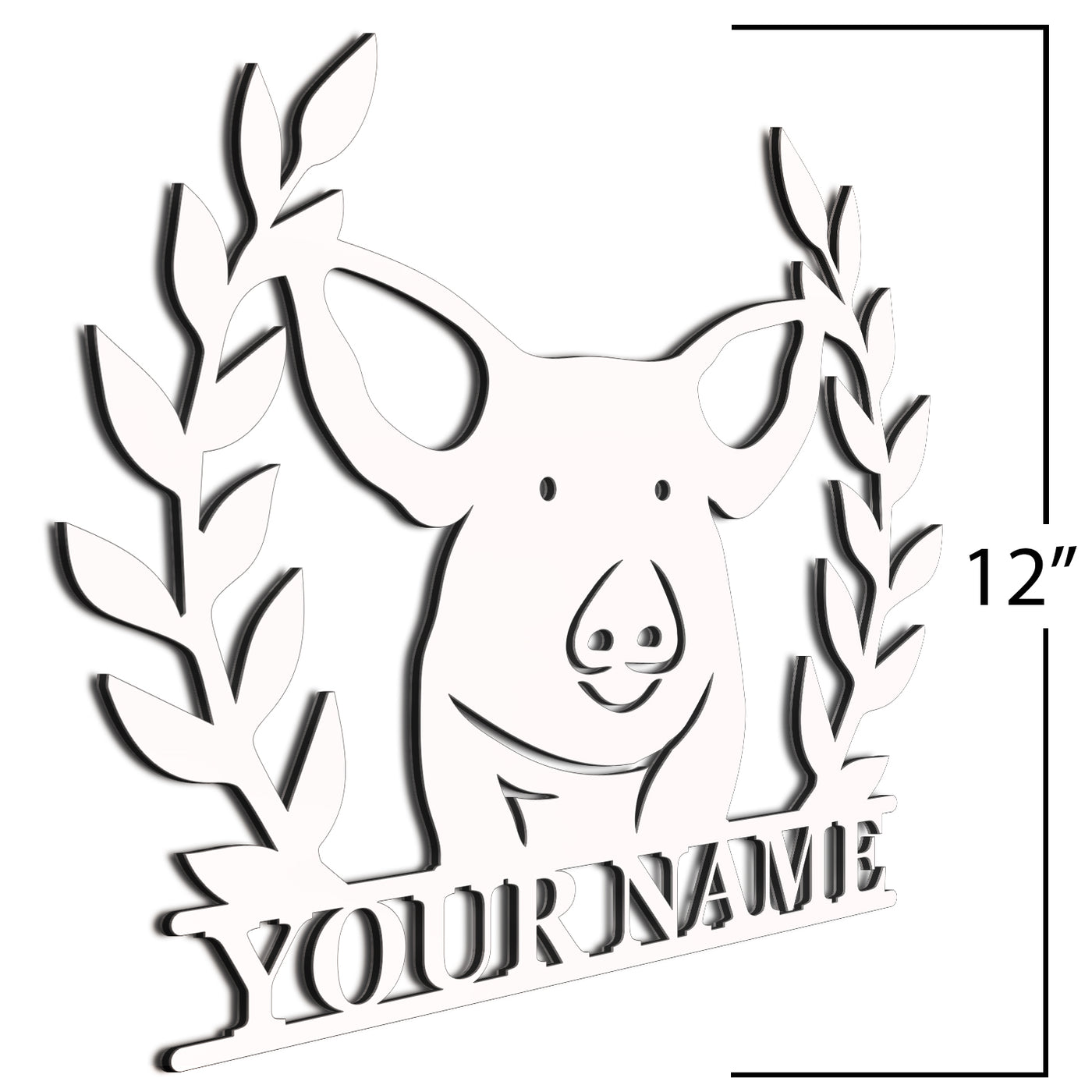 White Pig Sign 12 Inches