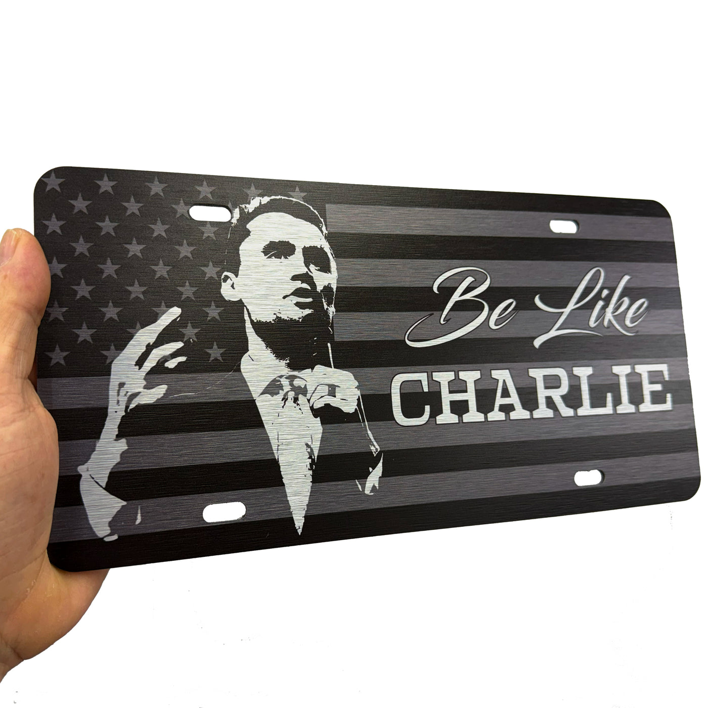 Charlie Kirk American Flag License Plate American Made Universal Fit