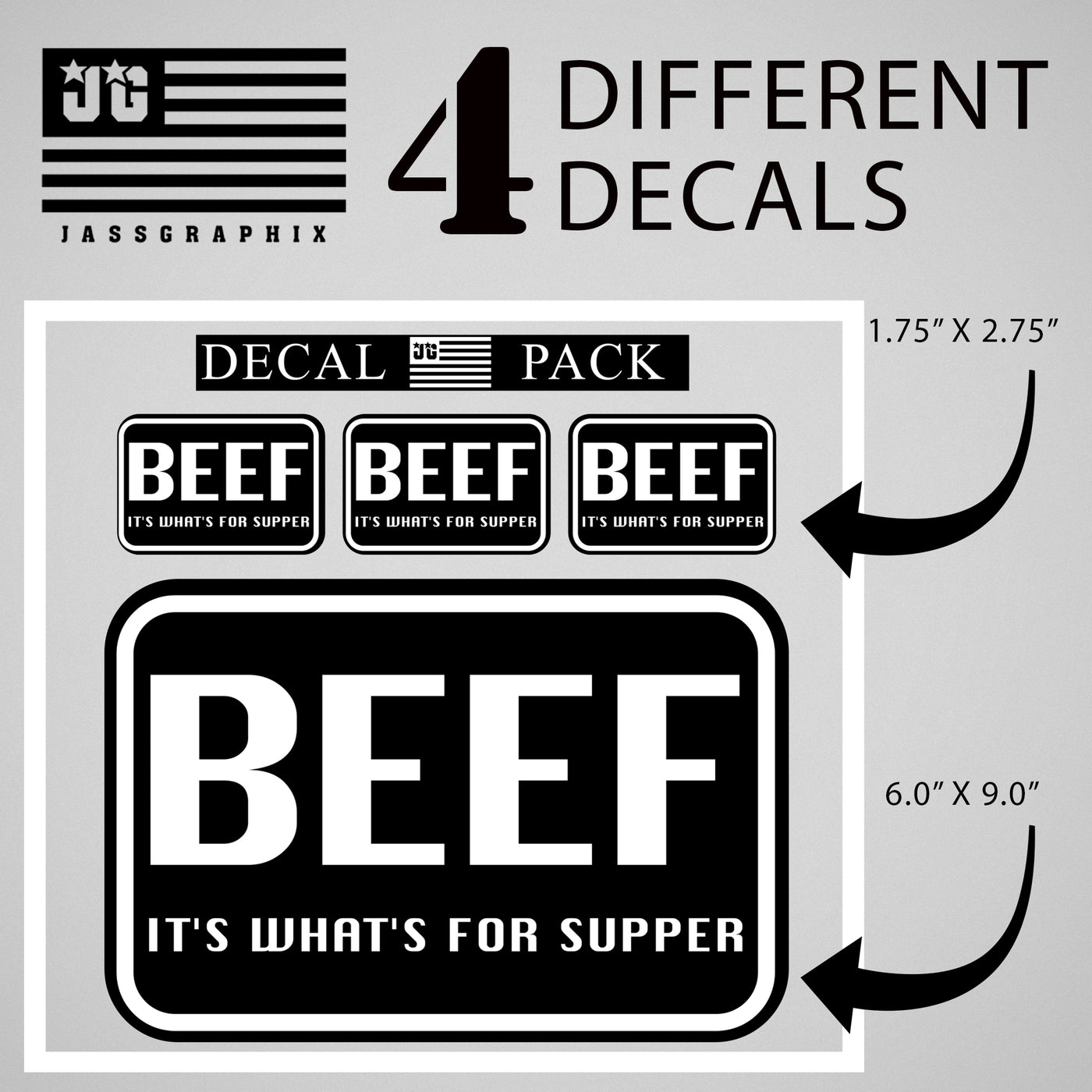 Beef It’s What’s Supper Decal Pack of 4 Stickers