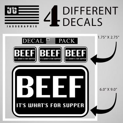 Beef It’s What’s Supper Decal Pack of 4 Stickers