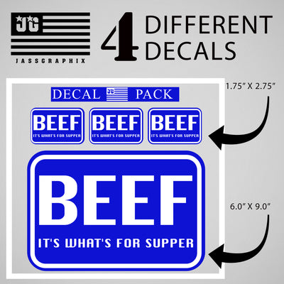 Beef It’s What’s Supper Decal Pack of 4 Stickers