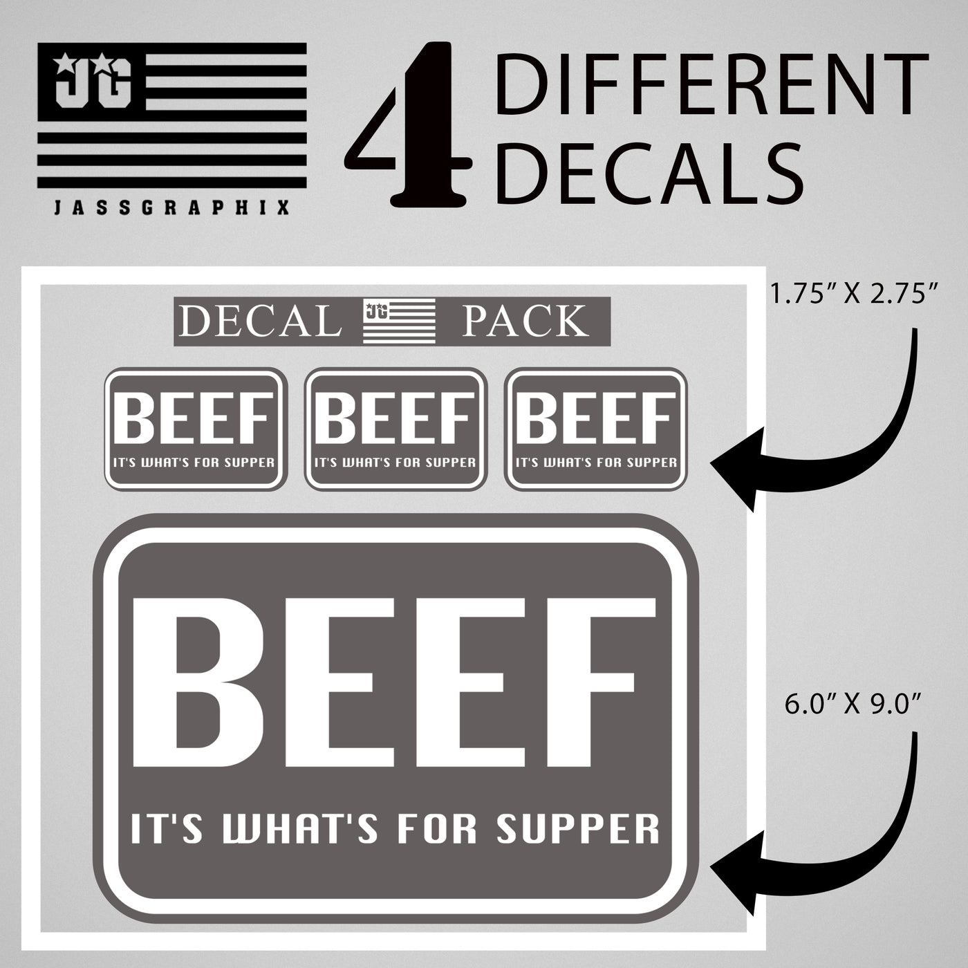 Beef It’s What’s Supper Decal Pack of 4 Stickers