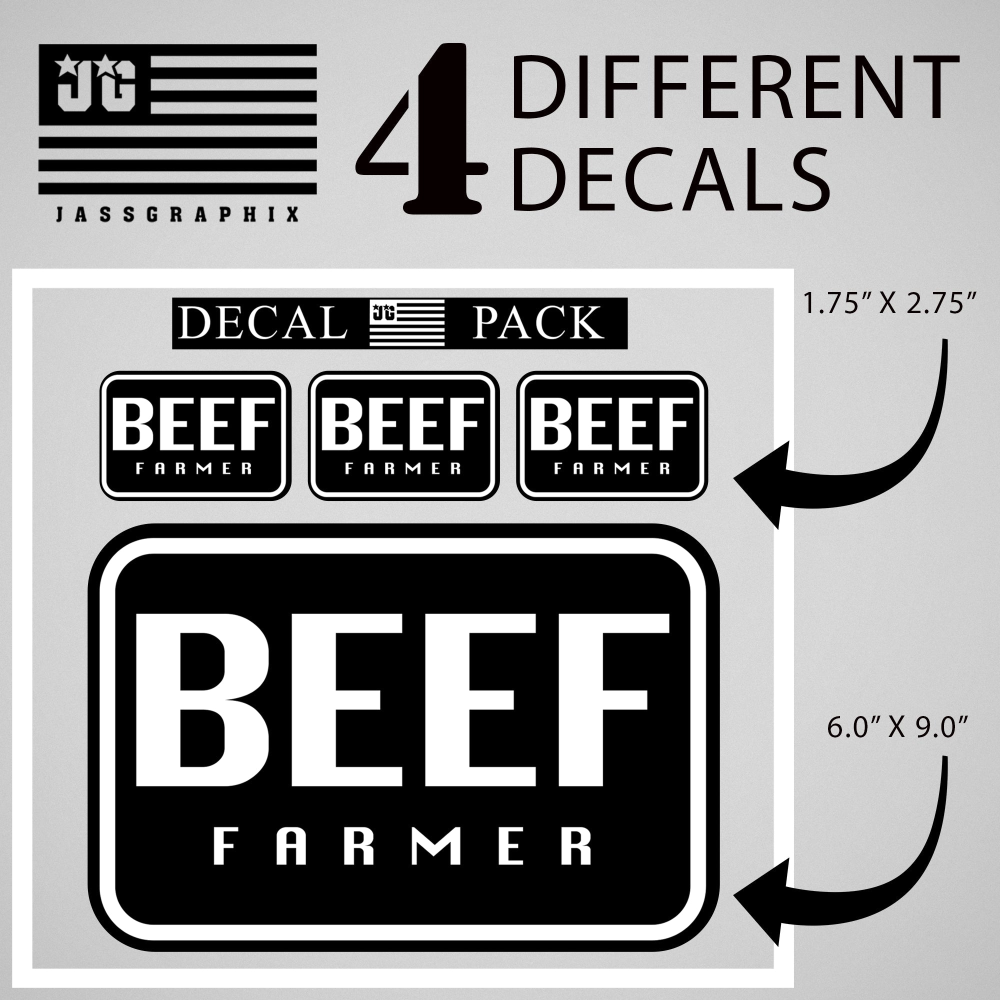 BEEF Farmer Decal Pack of 4 Stickers – Outdoor Durable – Cattle Farmer ...