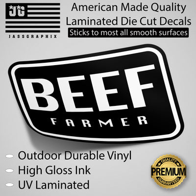 BEEF Farmer Decal Pack of 4 Stickers – Outdoor Durable – Cattle Farmer Decal