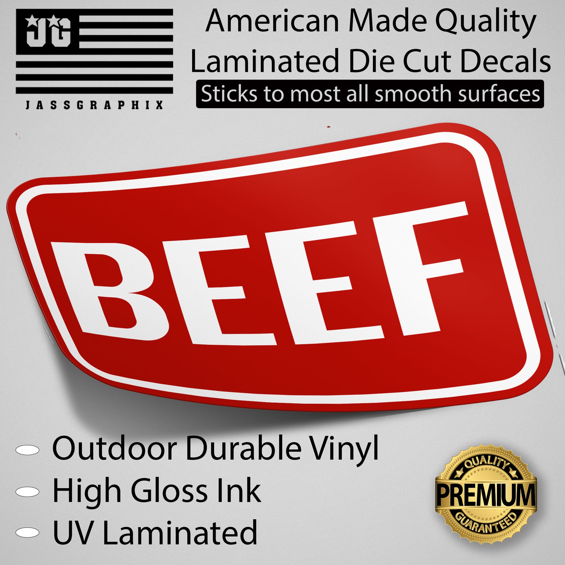 Beef Decal Pack of 4 Stickers - Jass Graphix