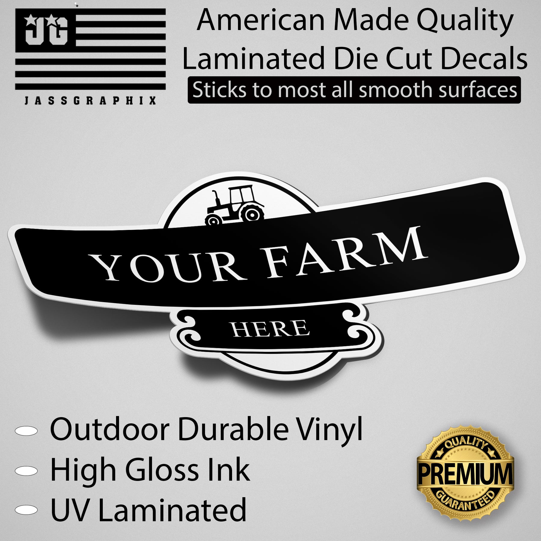 Farm Name Sticker Personalized Farmer Decal Pack of 6 Stickers - Jass Graphix