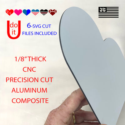 Customizable Heart SVG Bundle with Aluminum Heart Sign Blank & SVG Vinyl Cut File Included - Made in the USA for DIY, Crafters, Sign Making Bundle