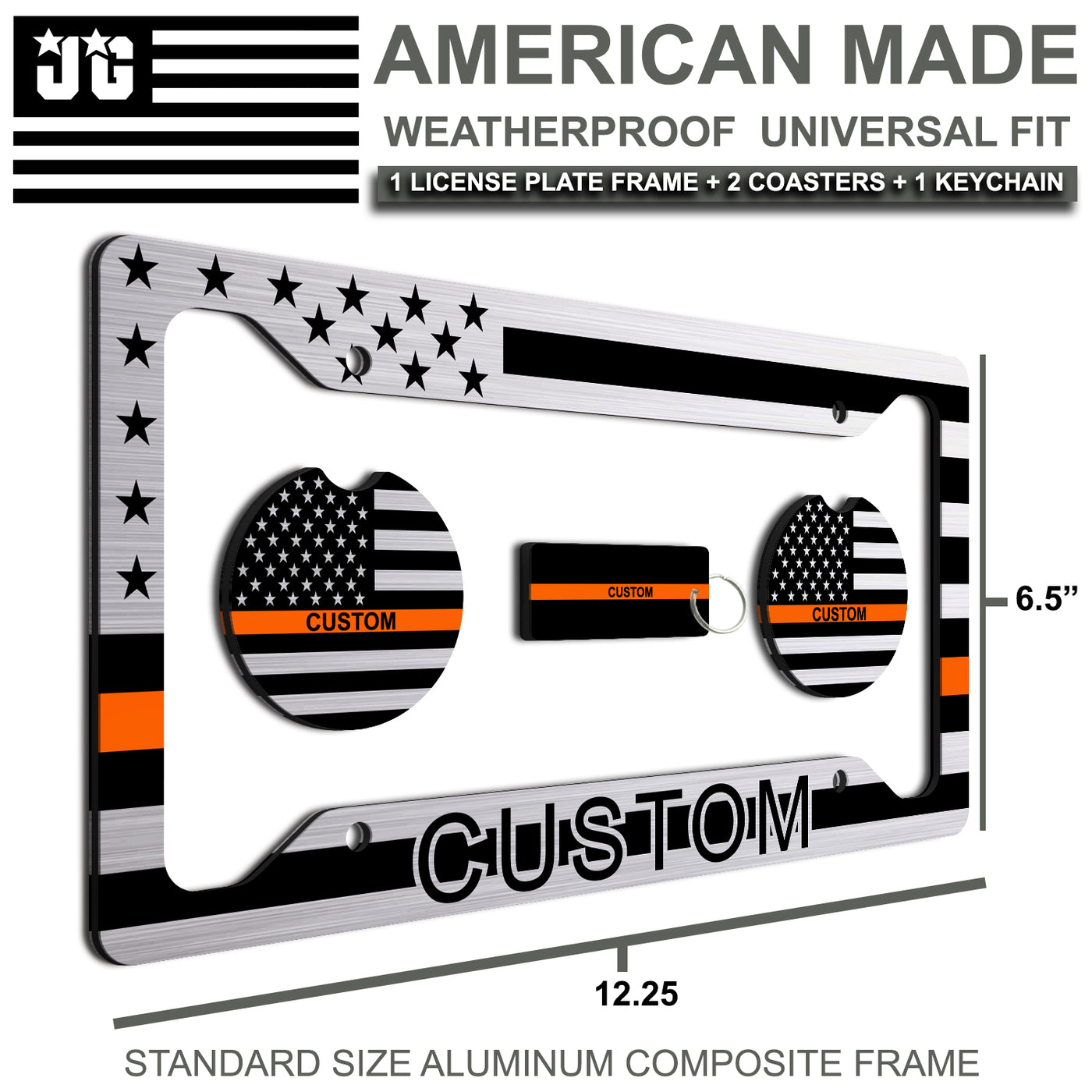 American Flag License Plate Camouflage Fish Hook Graphic Vanity