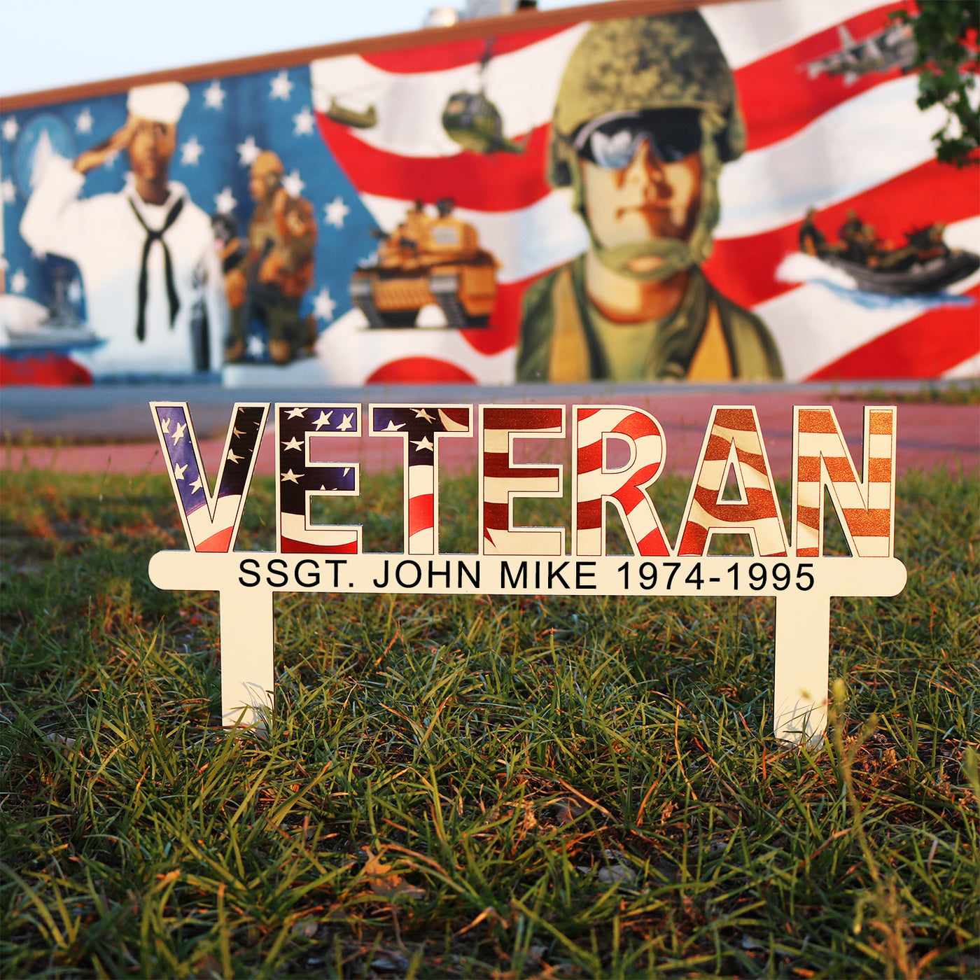 Personalized Aluminum Veteran Yard Signs for Veterans Day - Custom Veteran Gift- American Flag Outdoor Decor