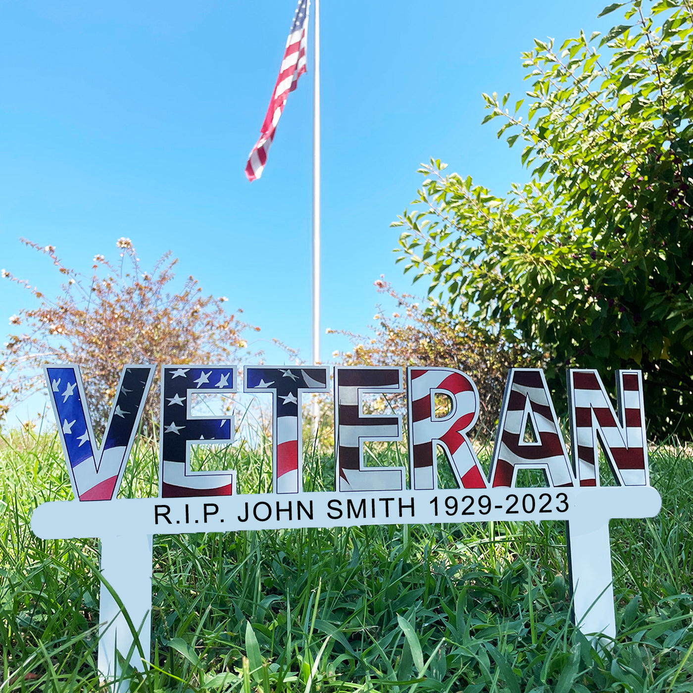 Personalized Aluminum Veteran Yard Signs for Veterans Day - Custom Veteran Gift- American Flag Outdoor Decor