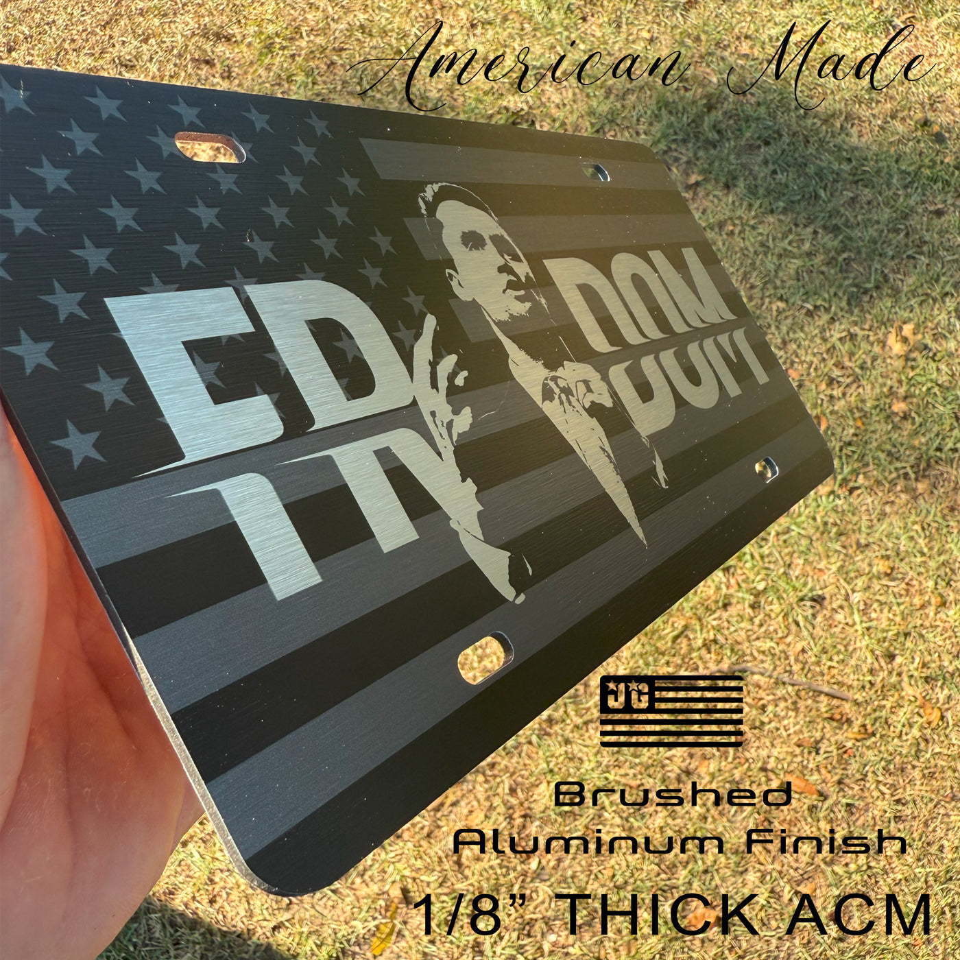 Charlie Kirk American Flag License Plate American Made Universal Fit