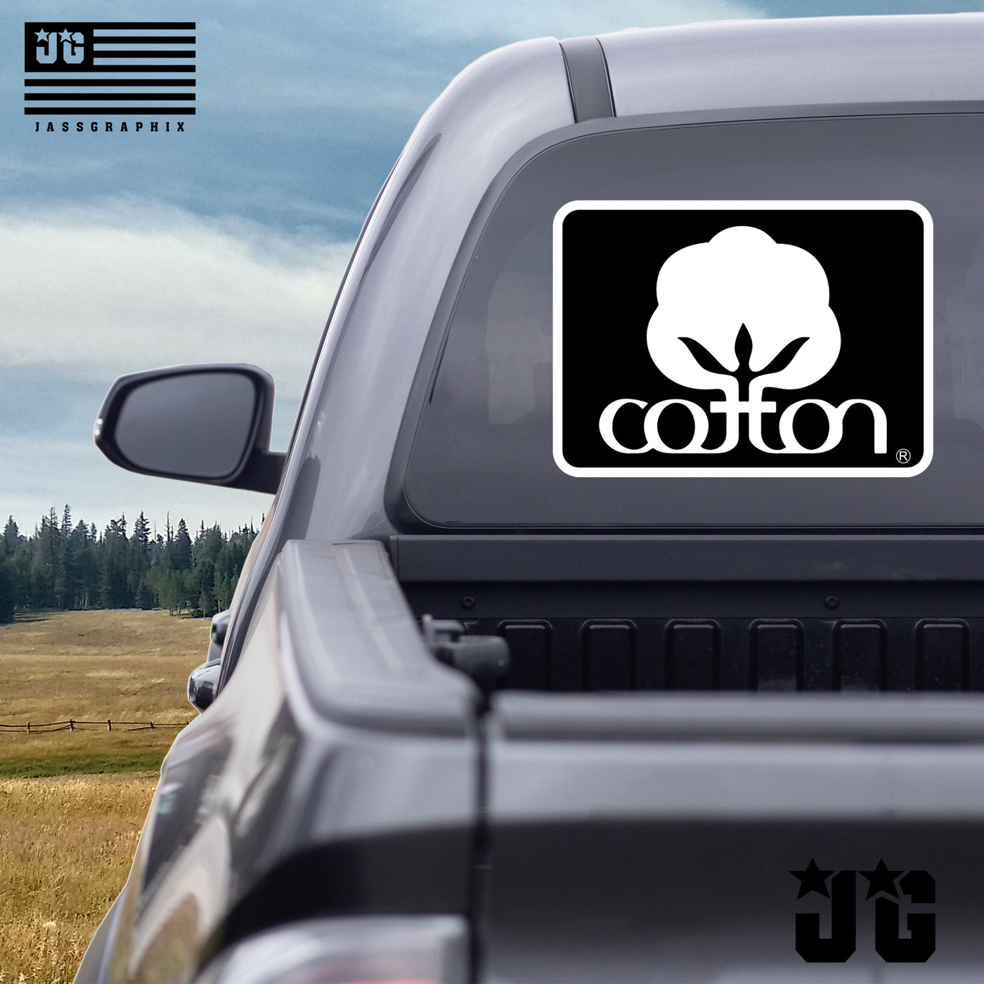 Cotton Decal Black Truck Window