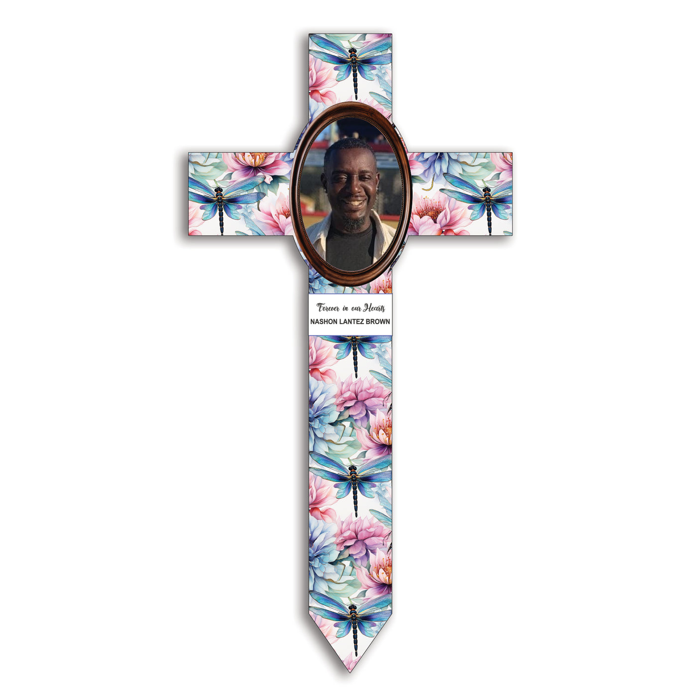 Memorial Cross with Custom Photo - Personalized Outdoor Grave Marker - Roadside Memorial Marker - Made in the USA