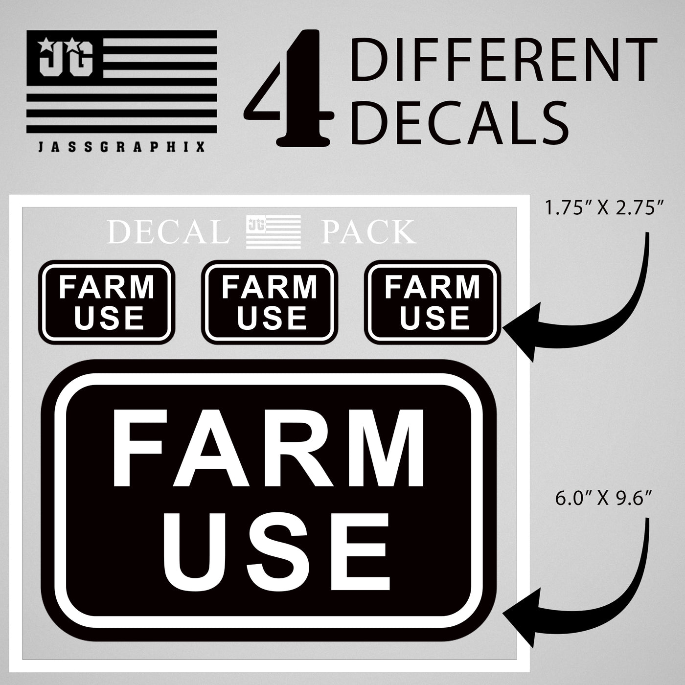 Farm Use Decal Pack of 4 Stickers