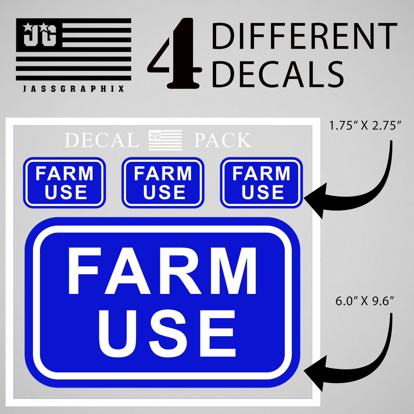 Farm Use Decal Pack of 4 Stickers