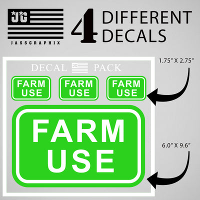 Farm Use Decal Pack of 4 Stickers