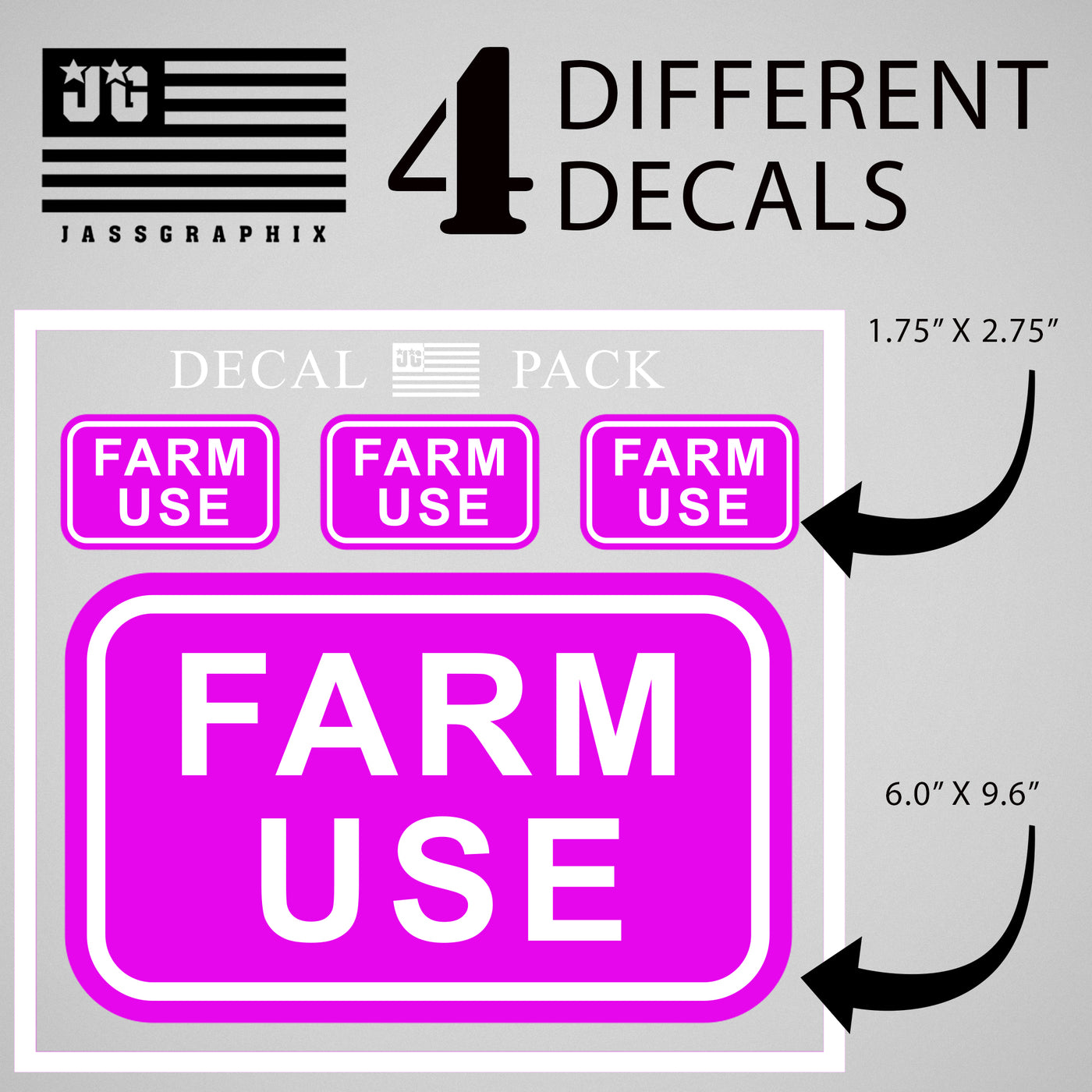 Farm Use Decal Pack of 4 Stickers