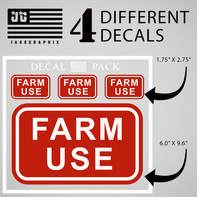 Farm Use Decal Pack of 4 Stickers