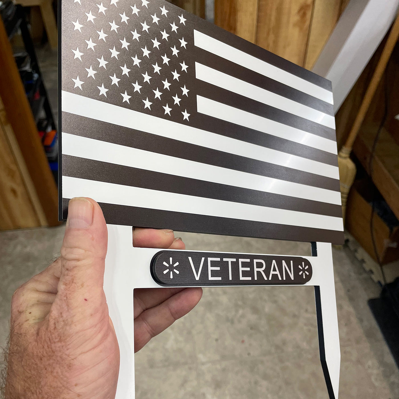 12" Flag Sign For Veterans - Full Color or Black and White
