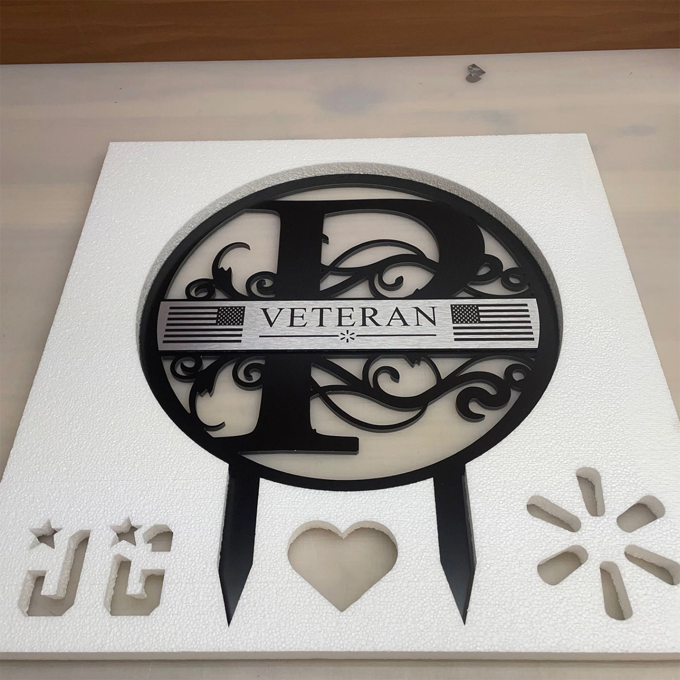 22" Initial Yard Sign For Veterans