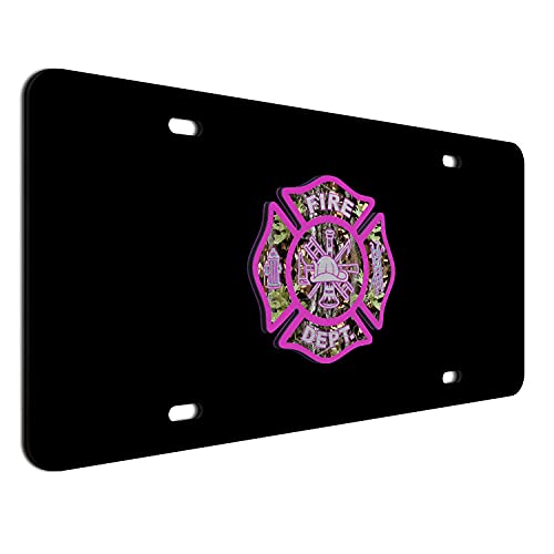 Pink 3D Firefighter License Plate
