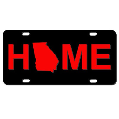 Georgia Home Stae Car Tag Red On Black