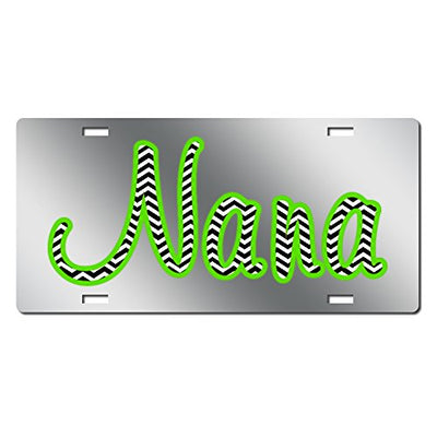 Nana License Plate Chevon Lime