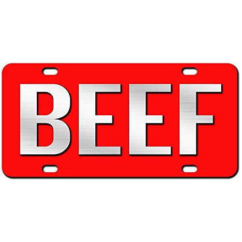 Beef Farmer 2-D License Plate: Red