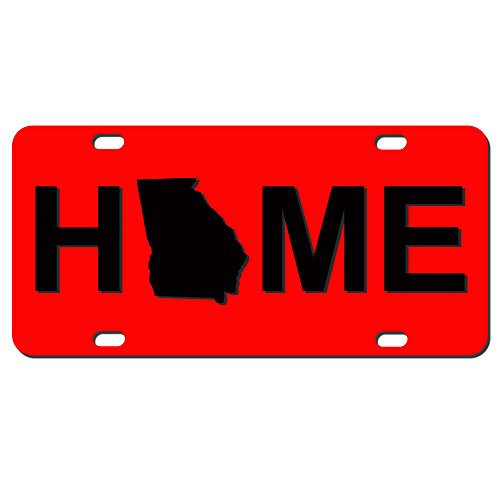 Georgia Home Stae Car Tag Black On Red