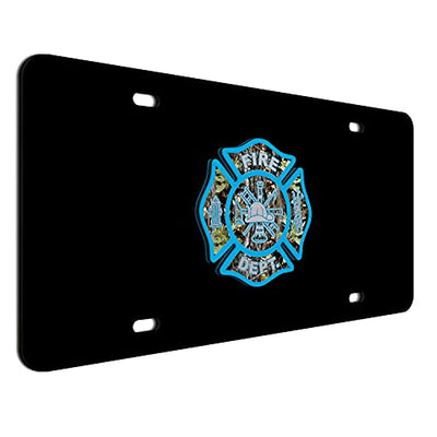 3D Firefigher License Plate Blue