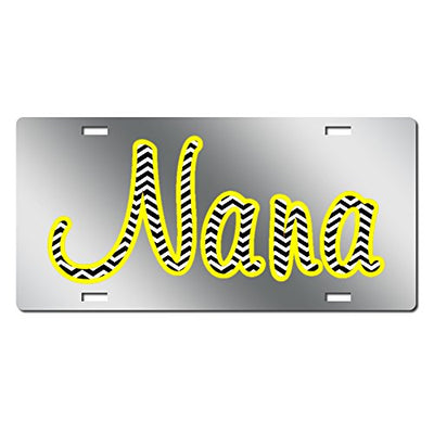 Nana License Plate Chevon Yellow