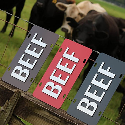 Beef Farmer 2-D License Plate: Red, Black, Brown