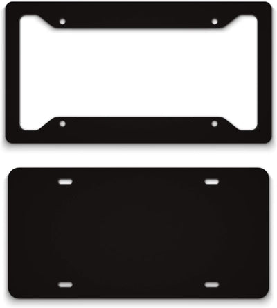 Blank License Plate and  Blank License Plate Frames ready for personalization.