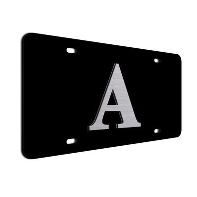 3D Initial License Plate in black with a brush A