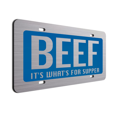 Beef License Plate - It's What's For Supper:: Blue