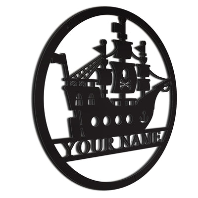 Pirate Ship Sign Black