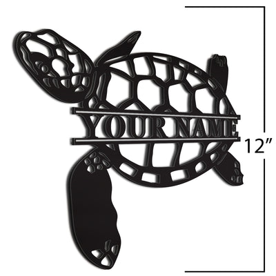 Sea Turtle  Sign Black 12 Inch