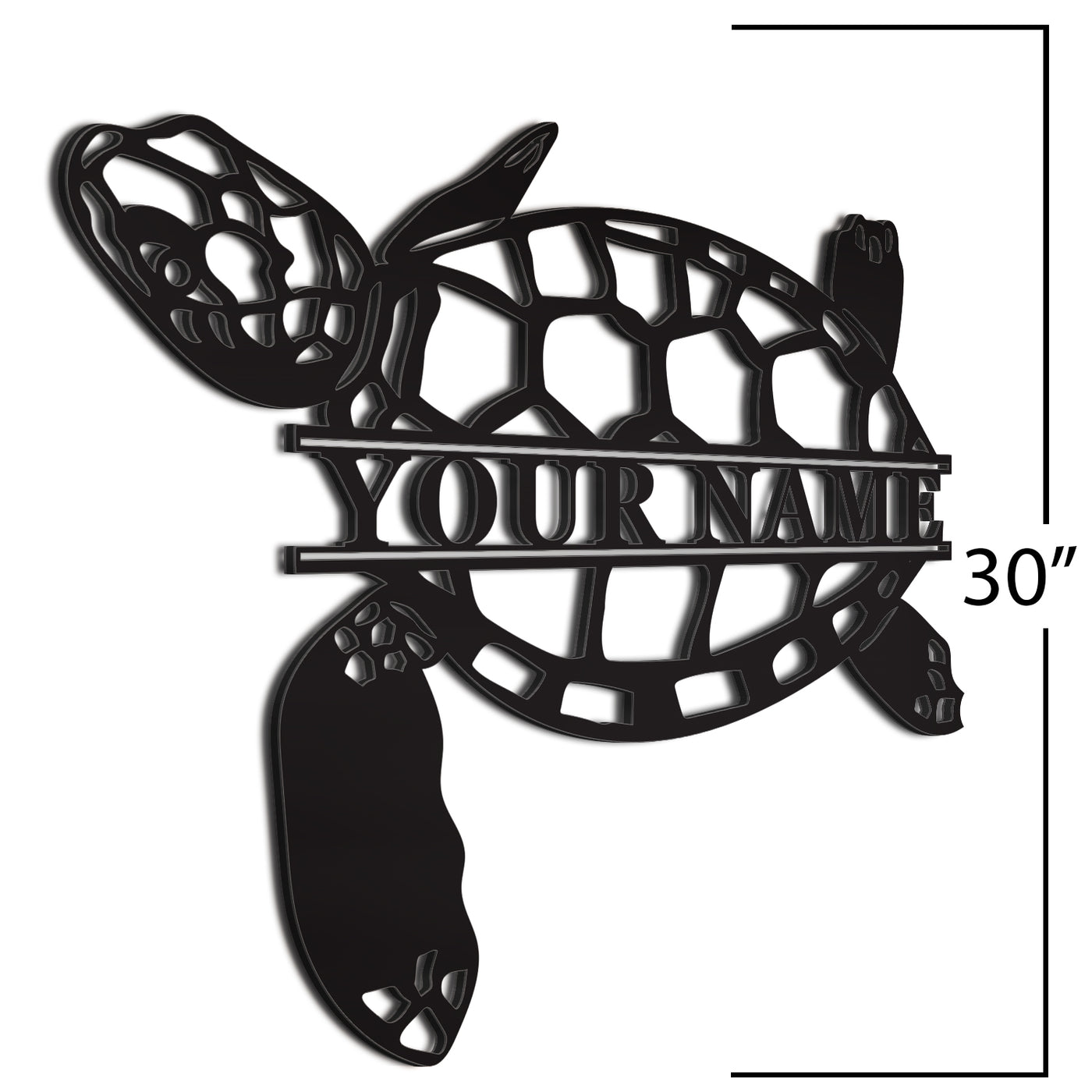 Sea Turtle  Sign Black 30 Inch